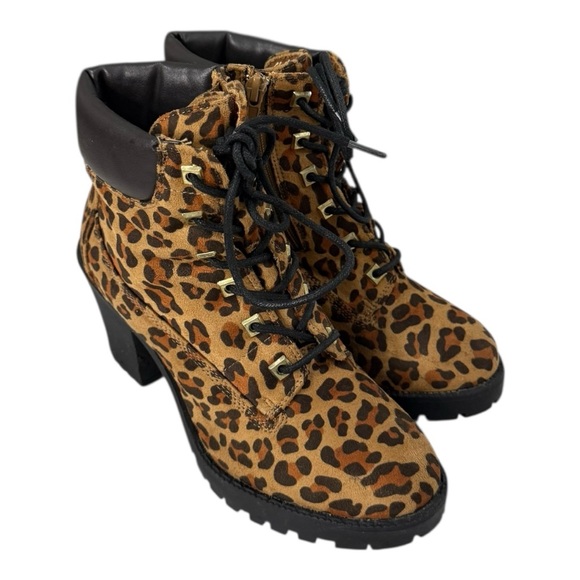Zigi Soho Leopard Print Lace-Up Heeled Combat Boots Size 8 Women’s - Picture 7 of 12